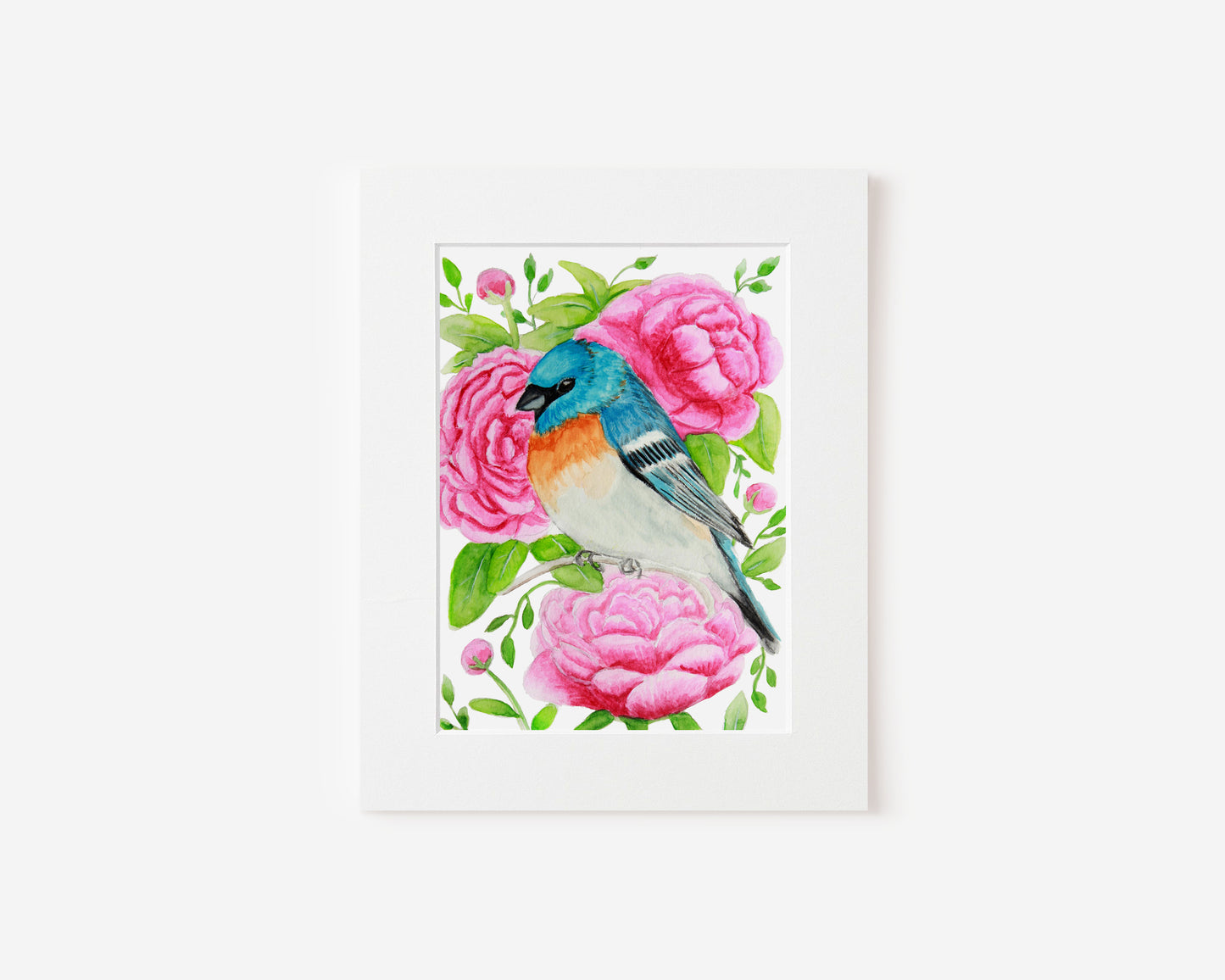 Lazuli Bunting Bird Watercolor Painting 5x7 Print