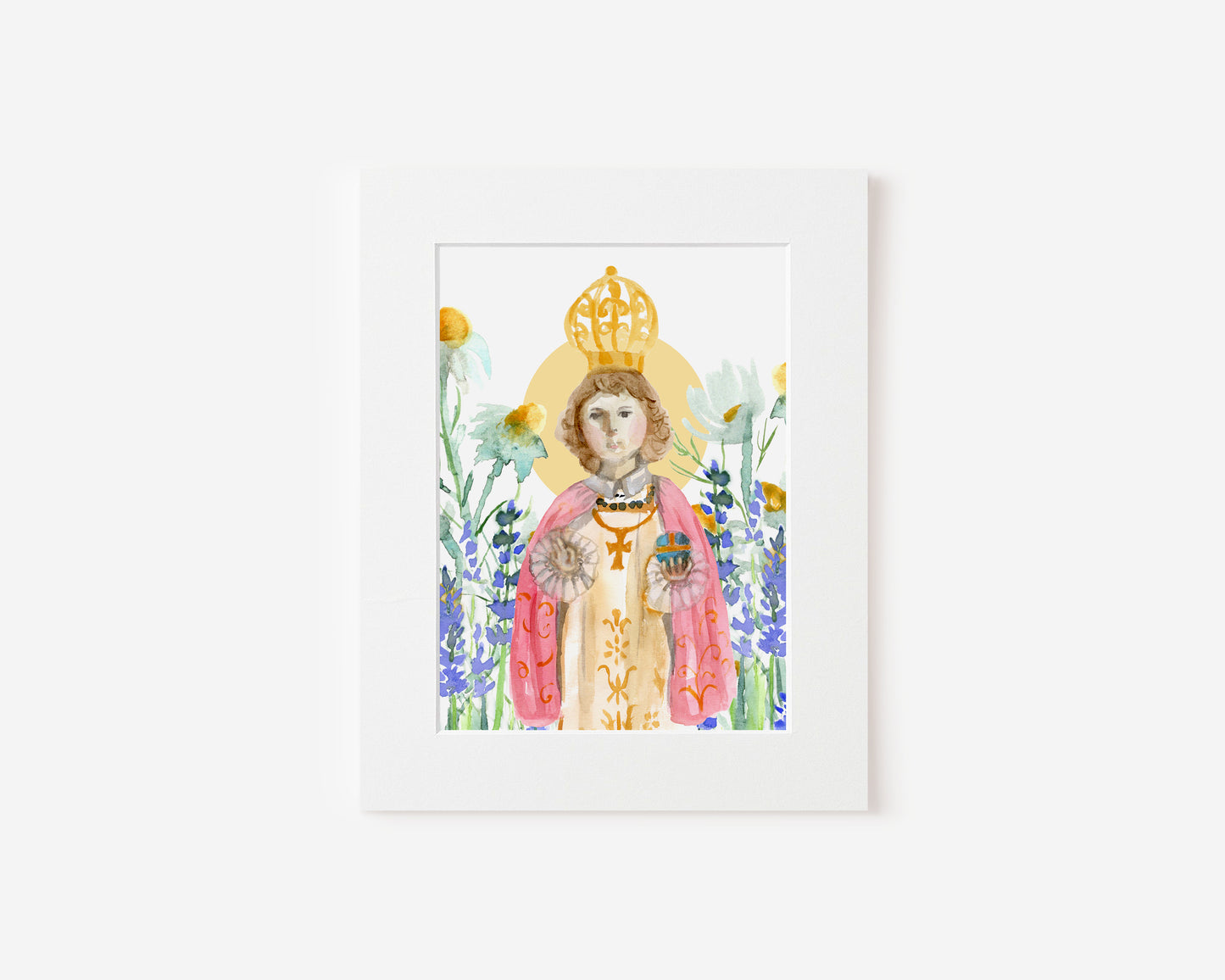 Infant Jesus of Prague in Watercolor 5x7 Matted Print