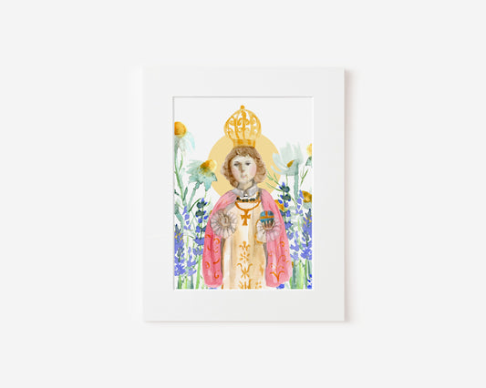 Infant Jesus of Prague in Watercolor 5x7 Matted Print