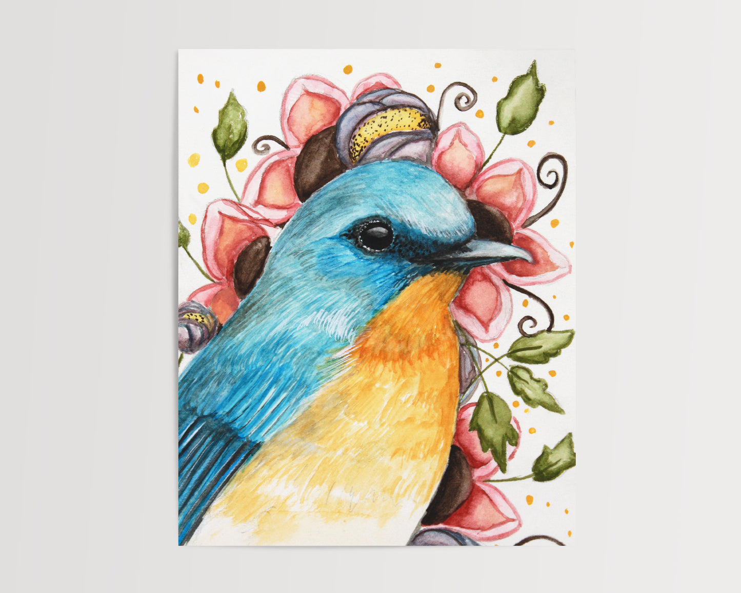 Eastern Blue Bird Watercolor Painting