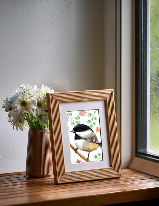 Chickadee Bird Watercolor Painting