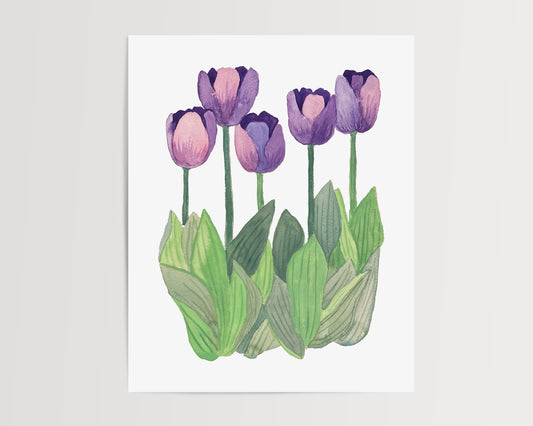 Purple Prince Tulips Watercolor and Gouache