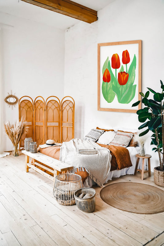 Red Ardem Tulip in Gouache