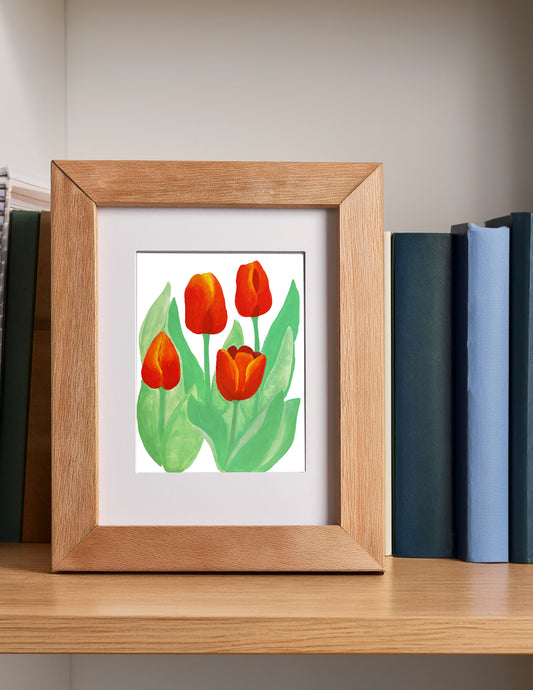 Red Ardem Tulip in Gouache