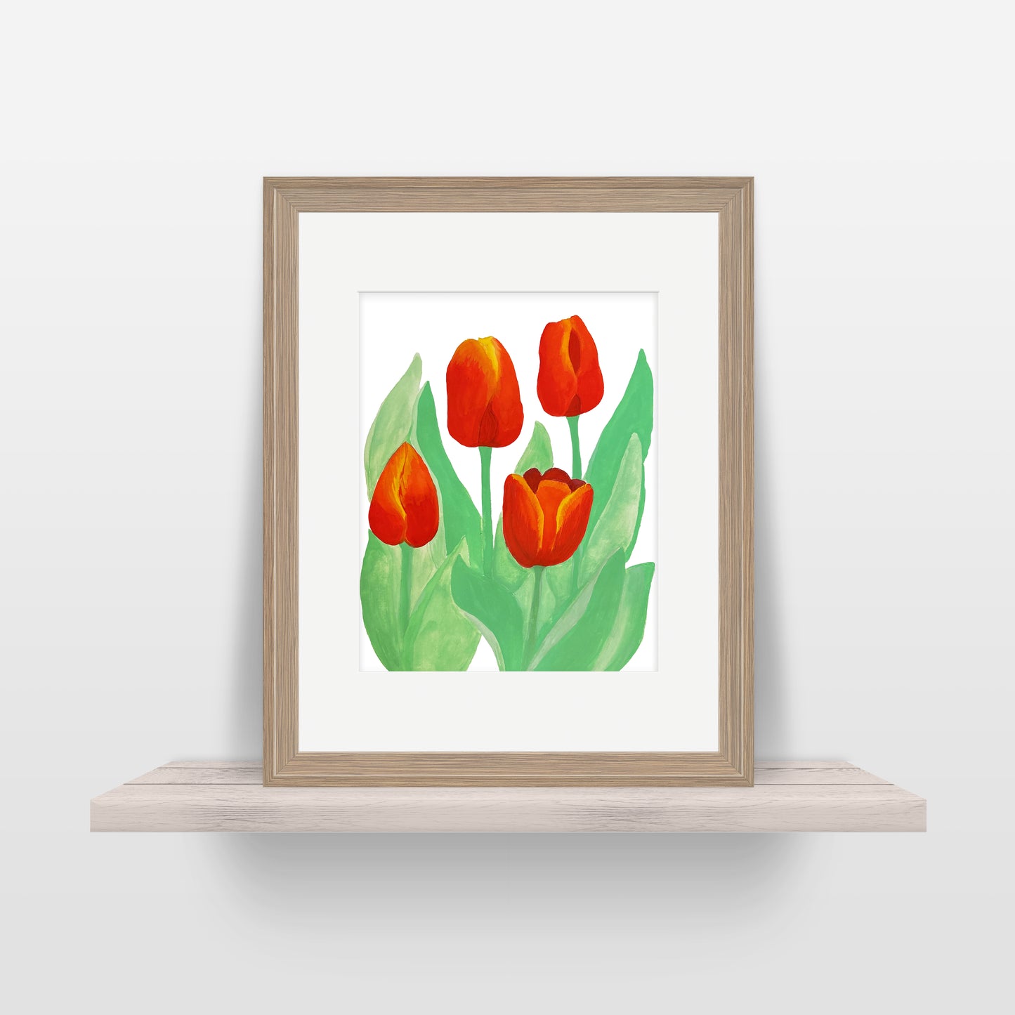 Red Ardem Tulip in Gouache